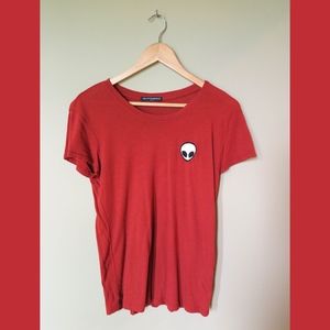 Brandy Melville 👽 alien emoji Tshirt Burnt Orange